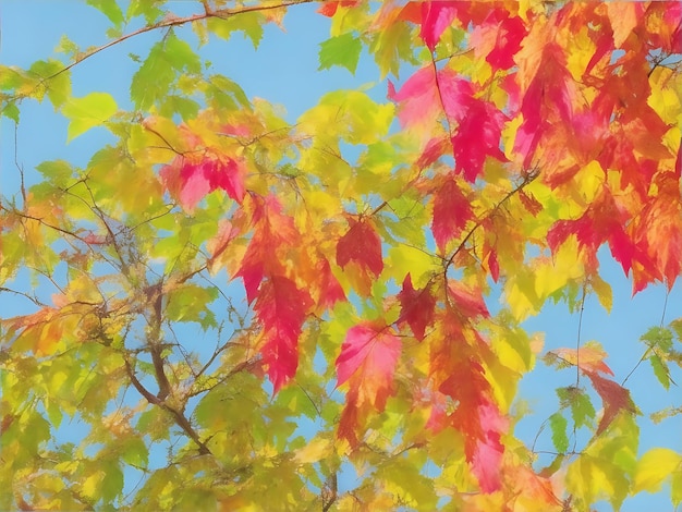 Leafy tree branch in vibrant summer colors generated by Ai