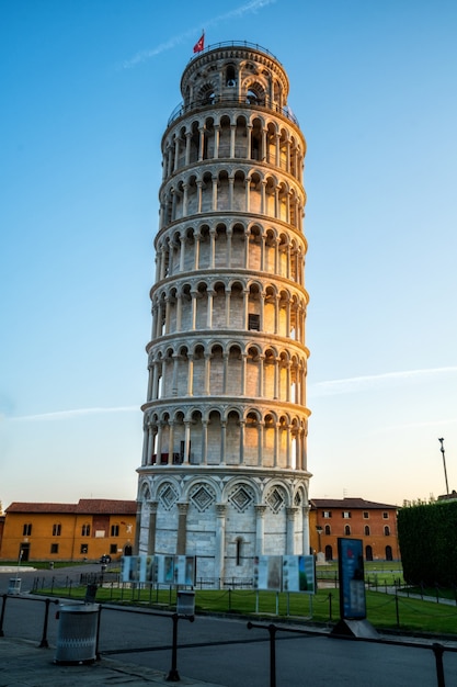 Leaning Tower of Pisa at sunset