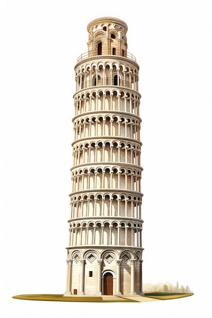 Leaning Tower of Pisa on white background