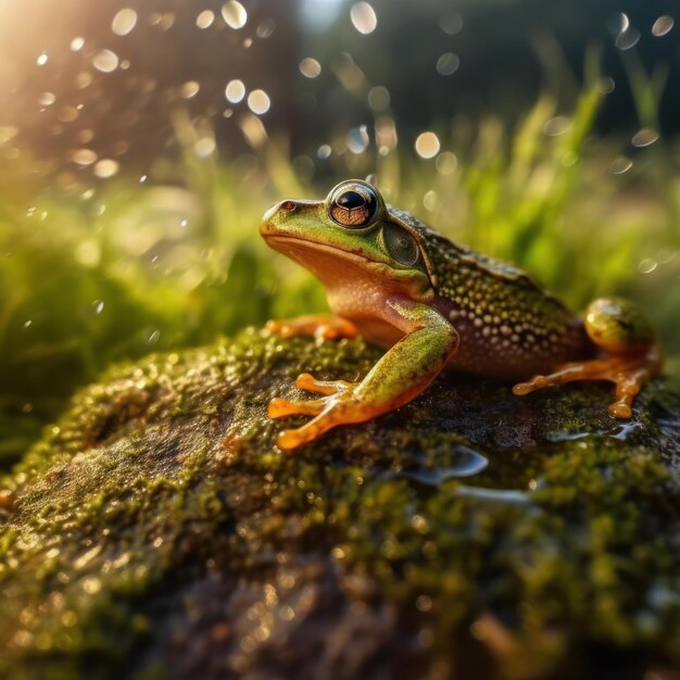 Leaping Life A frog's enchanting existence in the tranquil heart of the wilderness