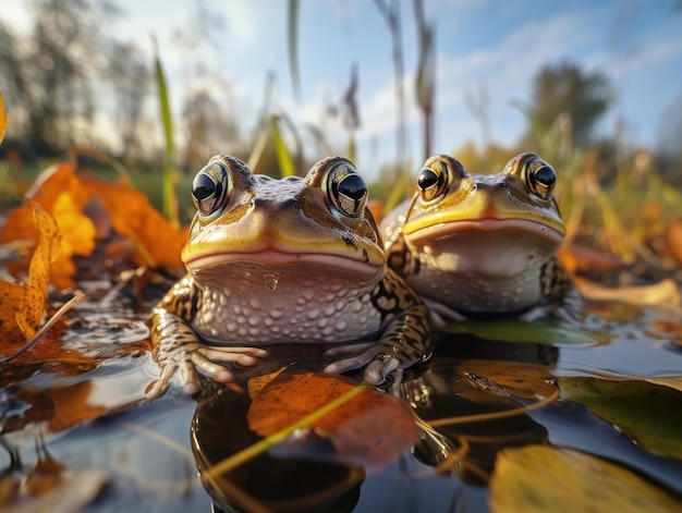 Leaping Life: A frog's enchanting existence in the tranquil heart of the wilderness.