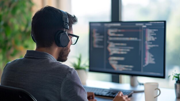 Premium Photo | Learning on programming course Man diligently engage in ...