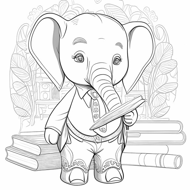 Learning with Elephants Coloring Book of Wise Elephant Teachers