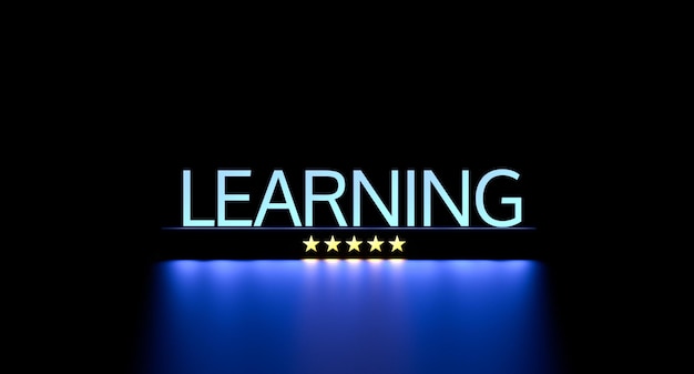 LEARNING word with 5 asterisks Learning concept text banner 3D render