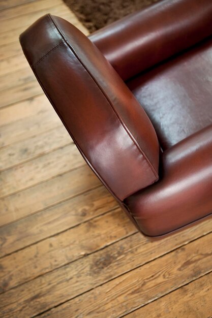 Leather armchair in a French club