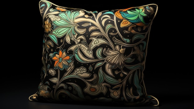 a leather bag with flowers on it