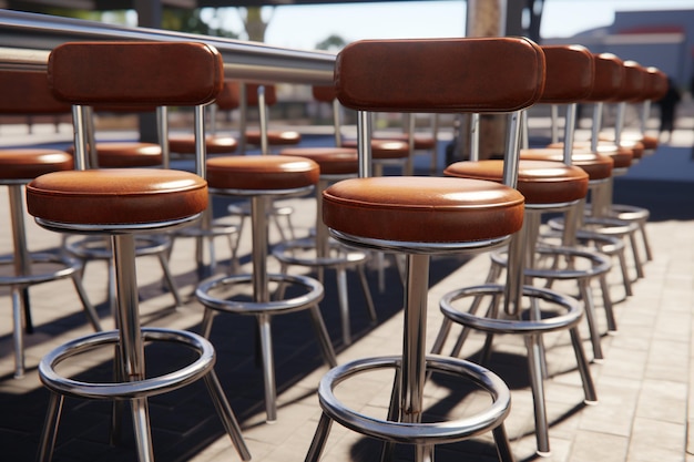 Foto stivali da bar in pelle per caffè o ristorante realizzati con un motore irreale