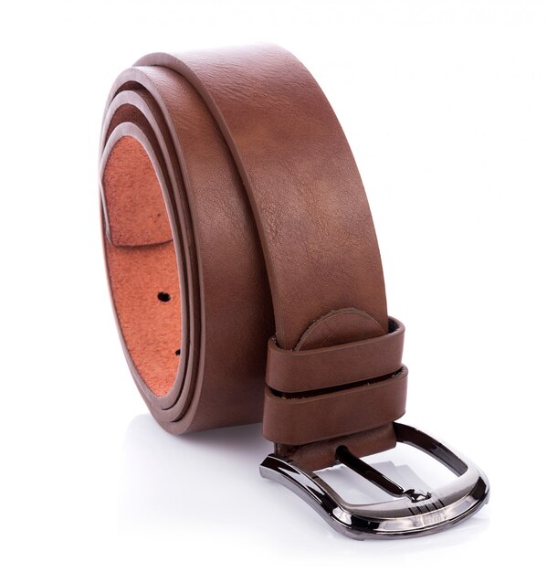 Leather belt on white wall