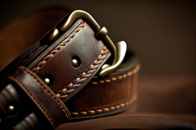 A leather belt with a buckle on it