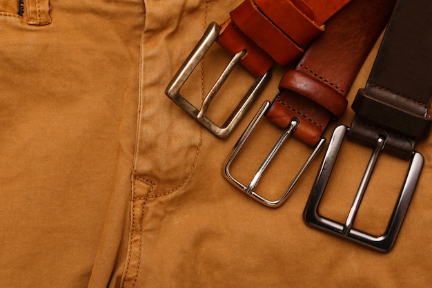 Photo leather belts and pants