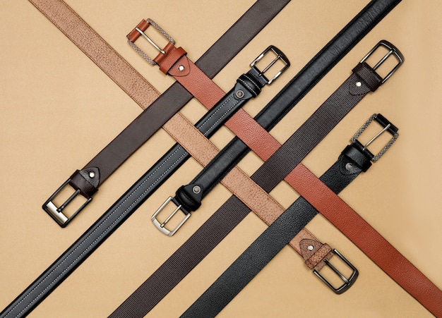 Leather belts with beautiful layout