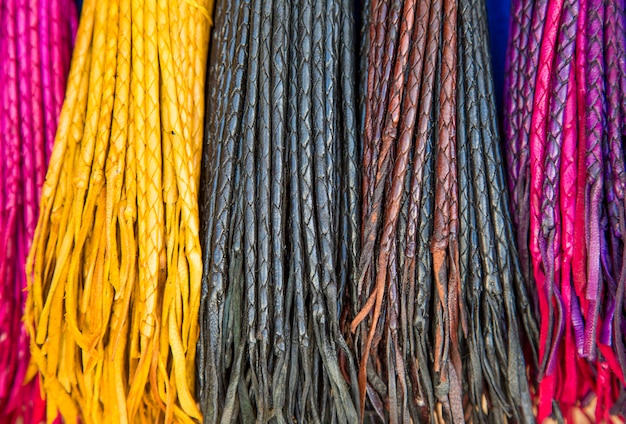 Leather bracelets in Essaouira