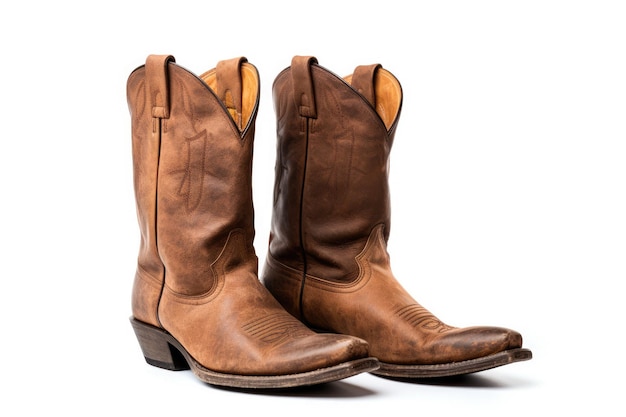 Photo leather cowboy boots on white background