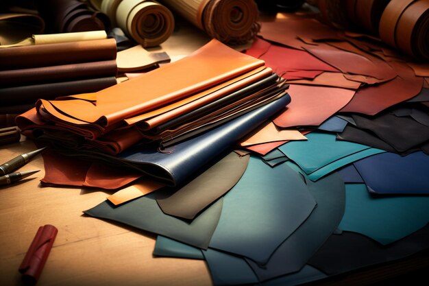 Leather craft or leather working Selected pieces of beautifully colored or tanned leather