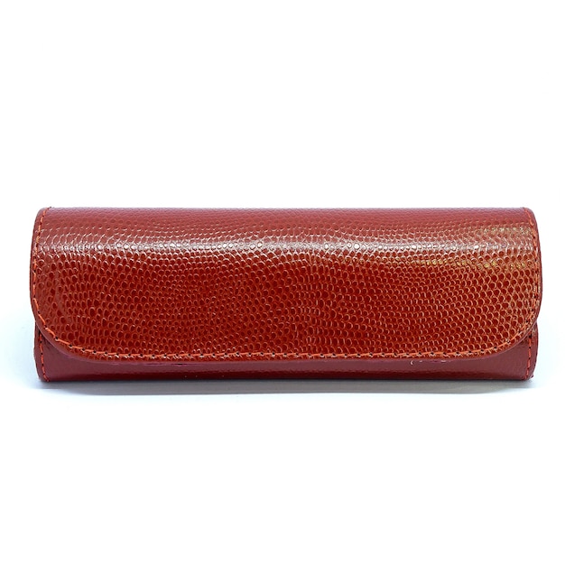 Leather glasses case on white isolated