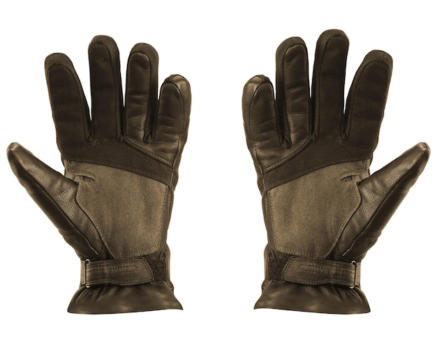 Leather gloves on white background