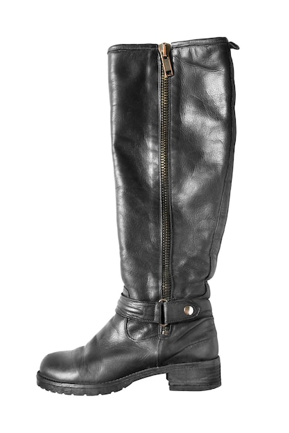 Leather high boot isolated