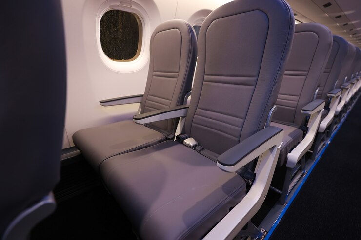 乗客のいない飛行機の革のインテリア