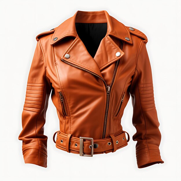 Leather Jacket Leather Cropped Form Design Style voor mannen en geïsoleerd op wit BG Blank