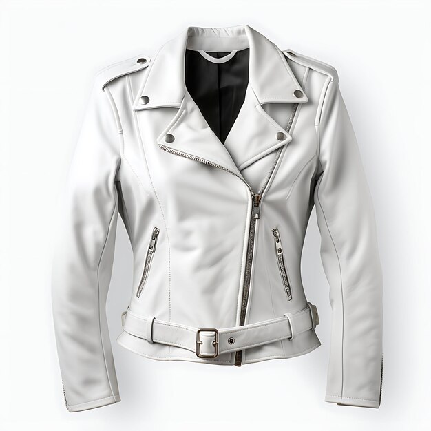 Foto leather jacket leather cropped form design style voor mannen en mode kleding op een schone achtergrond