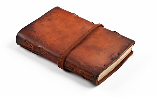 Leather Journal on White Background