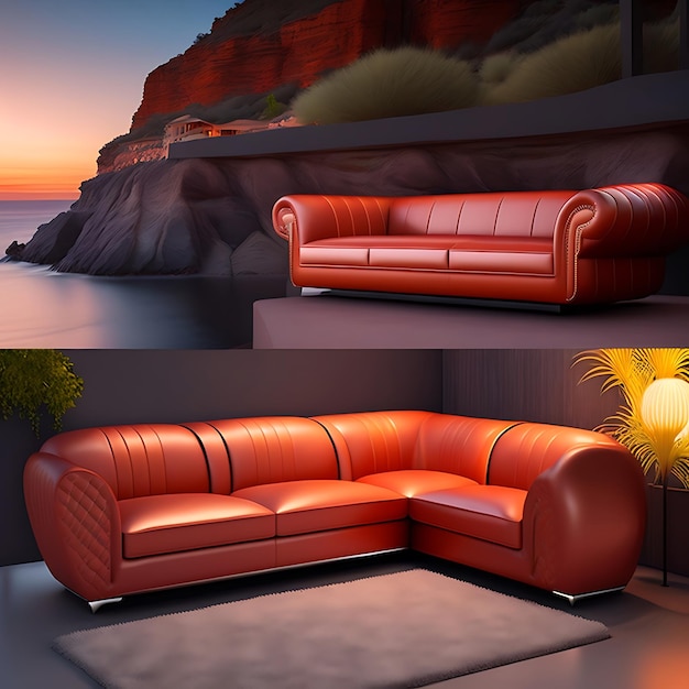 Photo leather luxurious sofa couch