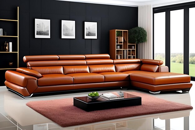 Photo leather luxurious sofa couch