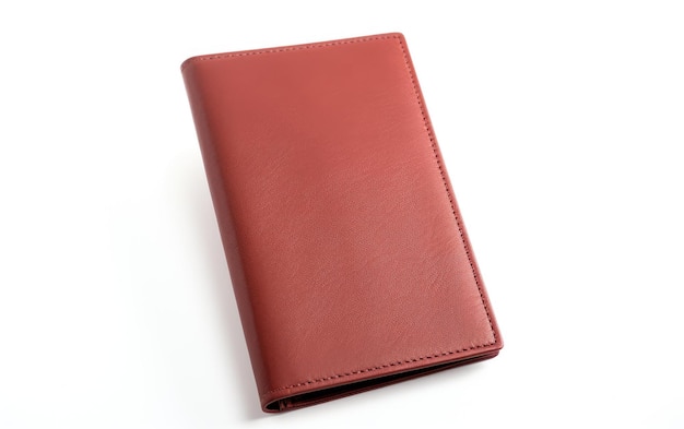 leather passport holder view on white background