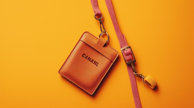 A leather pouch with the word canl on it