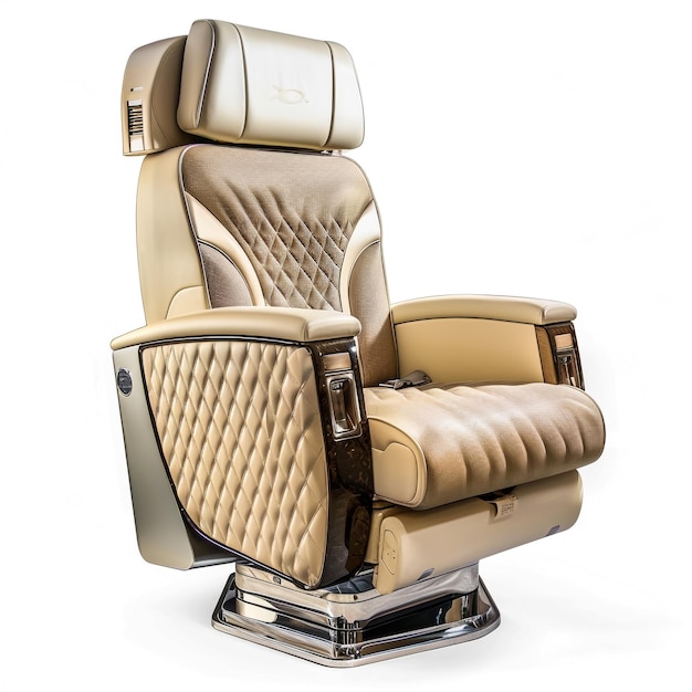 Leather reclining massage chair isolated on white background selective focus Clipping path included