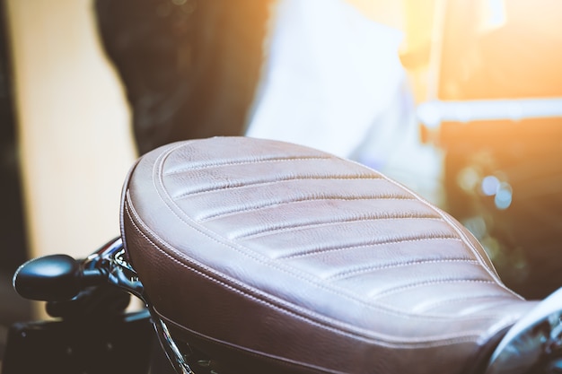 Photo leather seat of vintage motorcycle