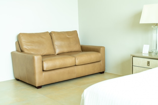 Photo leather sofa in living room