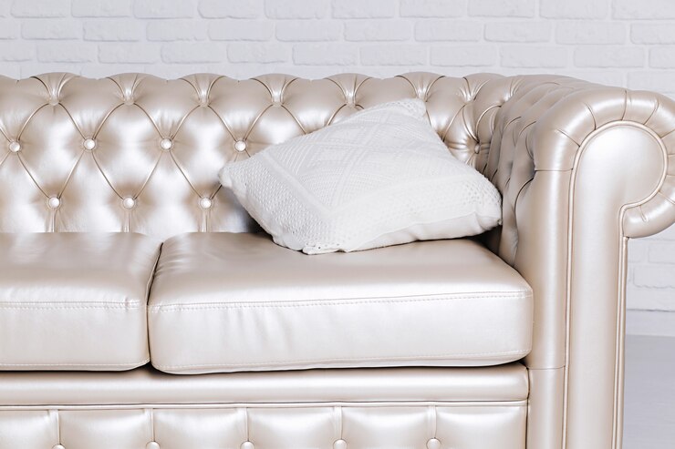 Leather sofa in retro style