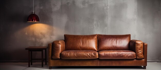 Photo leather sofa in the room