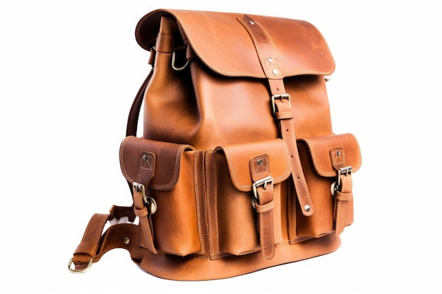 Leather travel backpack bag Generate Ai