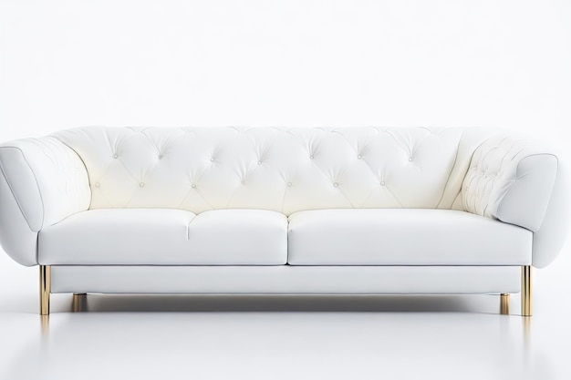 Photo leather white luxurious sofa couch white background ai generative