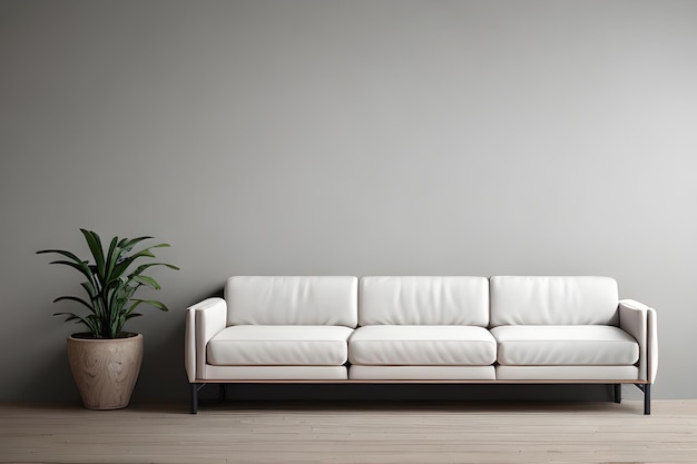 Photo a leather white sofa in empty room generative ai