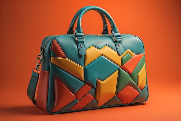 Leather womens handbag on a solid color background ai generative