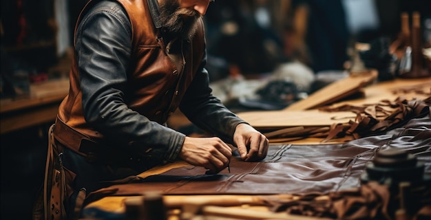 Leathersmith leather craftsman sewing Generative AI