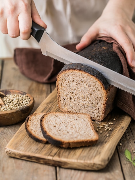 Leavened bread, whole grain rye bread with cannabis, and wheat mixed flour