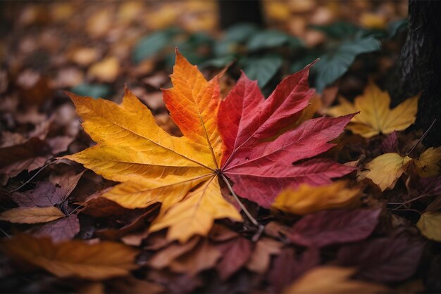 Leaves in Autumn Forest