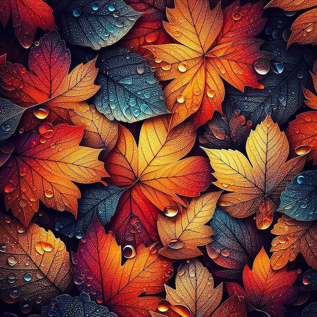 Leaves background with droplets