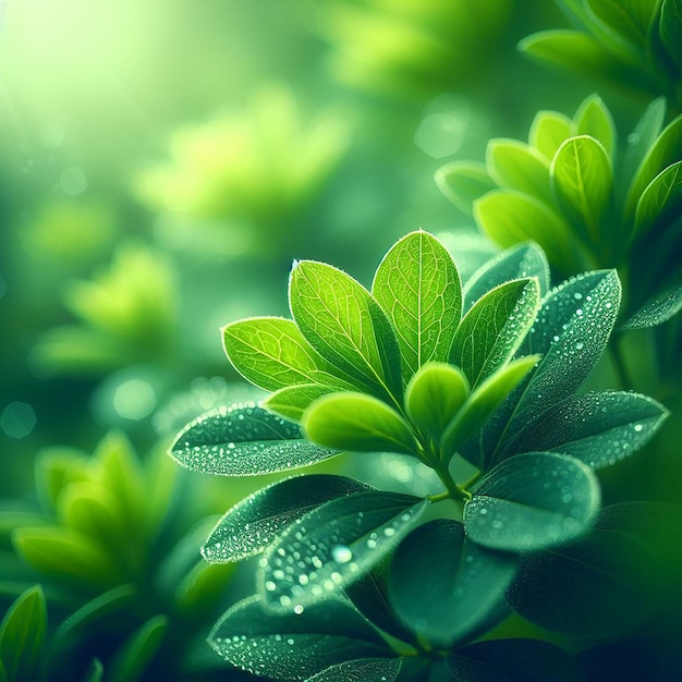 Leaves background with droplets