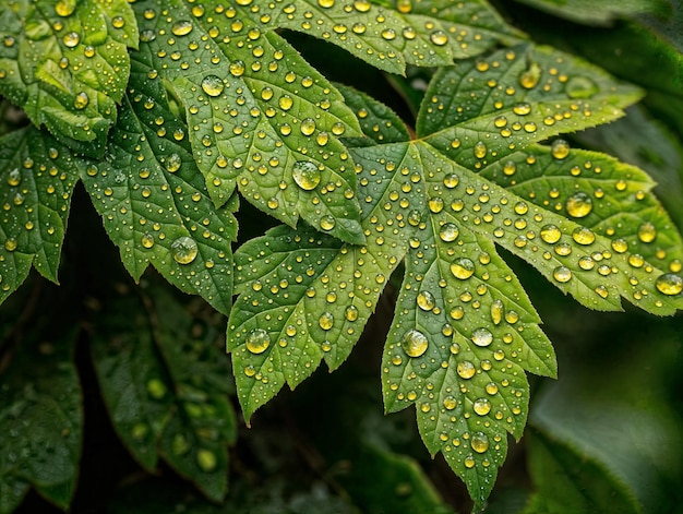 Leaves background with droplets