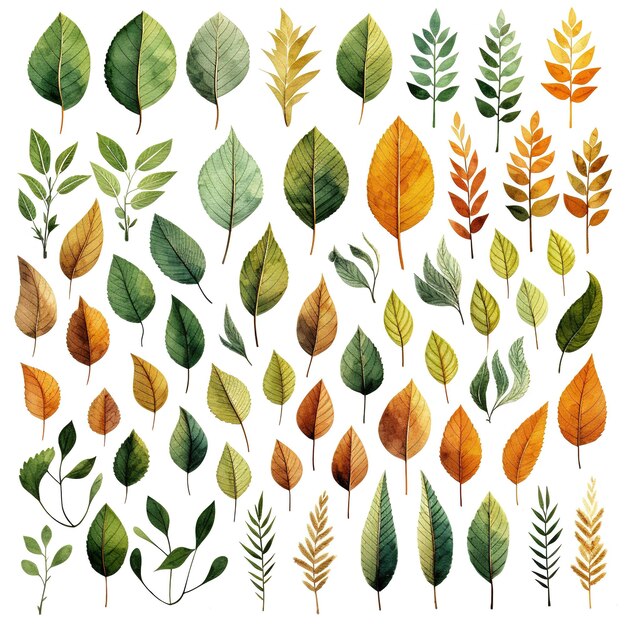 leaves collection illustration set