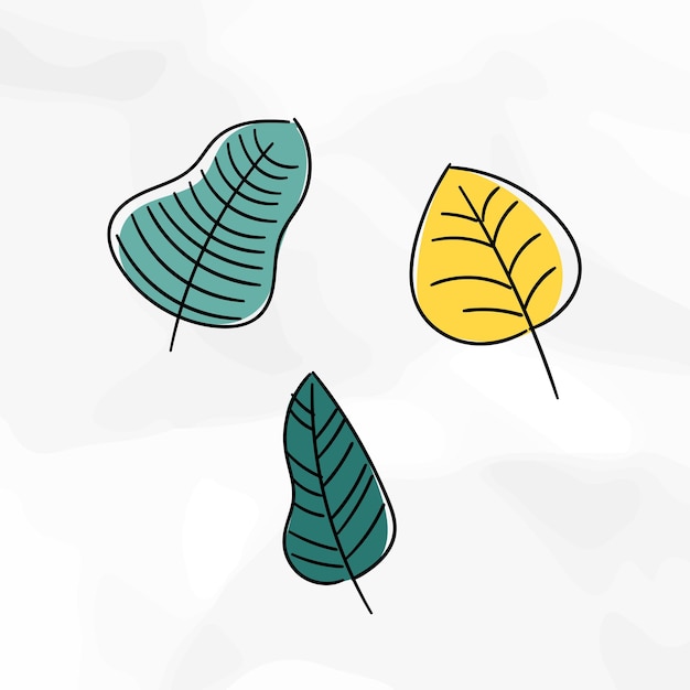 Foto foglie doodles lineart cute vaiations