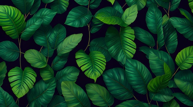 Leaves Foliage Green Background Botanical with copy space A Stunning Collage of Leaves