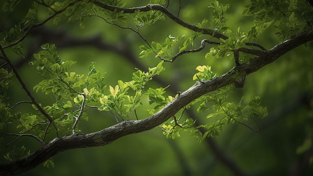 Photo leaves in the forest tree in the forest branches