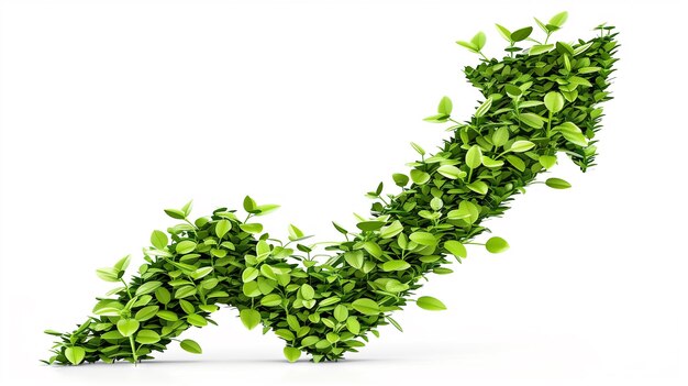 leaves form an arrow symbol data graph with the concept of healthy economic growth and profit