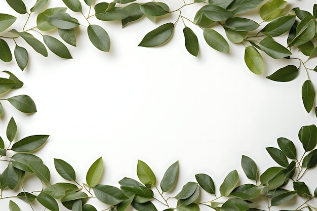 Leaves Frame On White Background High Quality Professional For Your Social Media Post Needs